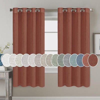 H.Versailtex Linen Curtains Nickel Grommet Energy Saving Light Filtering Semi Sheer Curtain 2 Panels