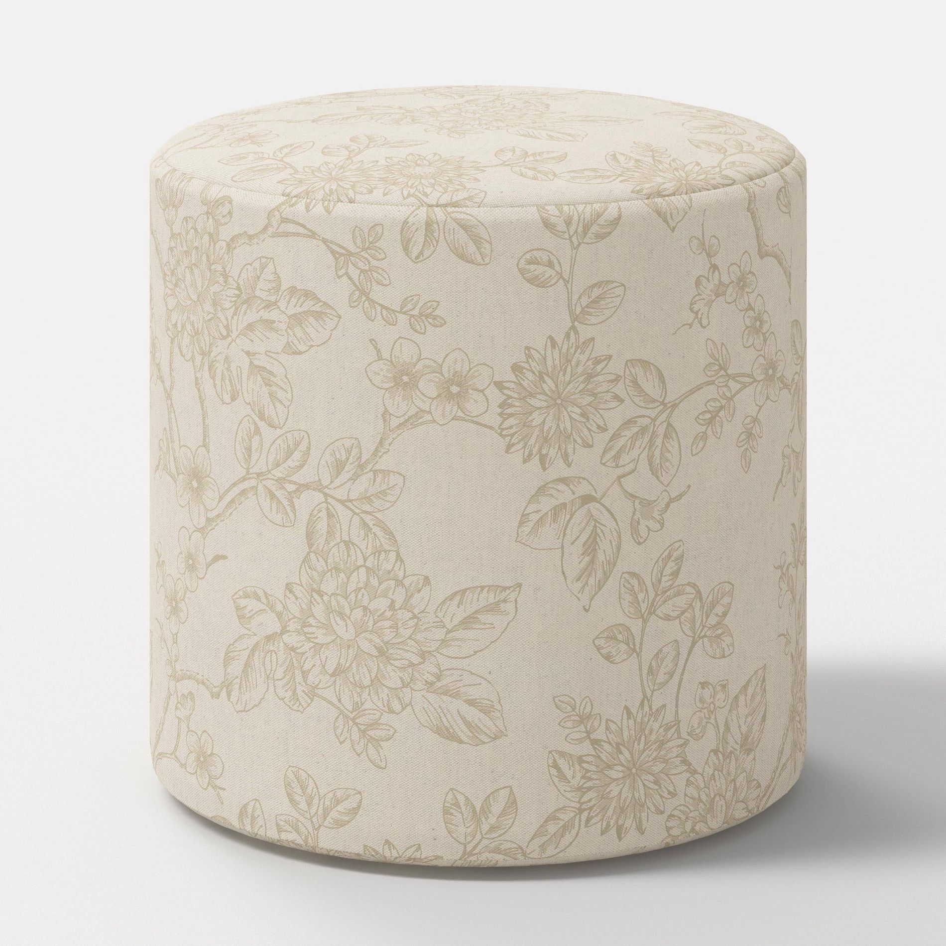 Tambor Ottoman Toile Floral Stucco - Threshold™