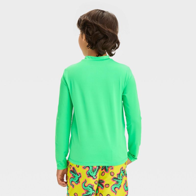 Boys&#39; Long Sleeve Solid Rash Guard Top - Cat &#38; Jack&#8482; Lime Green, 3 of 5