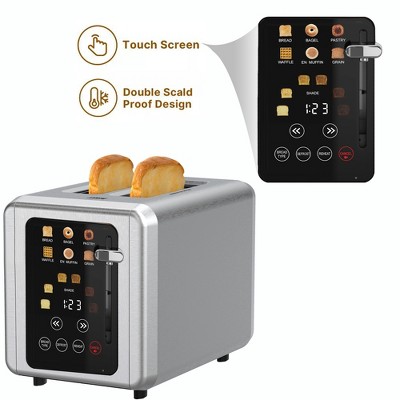 WHALL 2 Slice Toasters, Touchscreen Dual Independent Control Panel, Smart Bread Toaster, Stainless Steel Toaster, Extra Wide Slots Toaster With Bagel