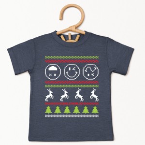 SmileyWorld Ugly Christmas Sweater Pixels - Toddler Short Sleeve Graphic T-Shirt - 1 of 3