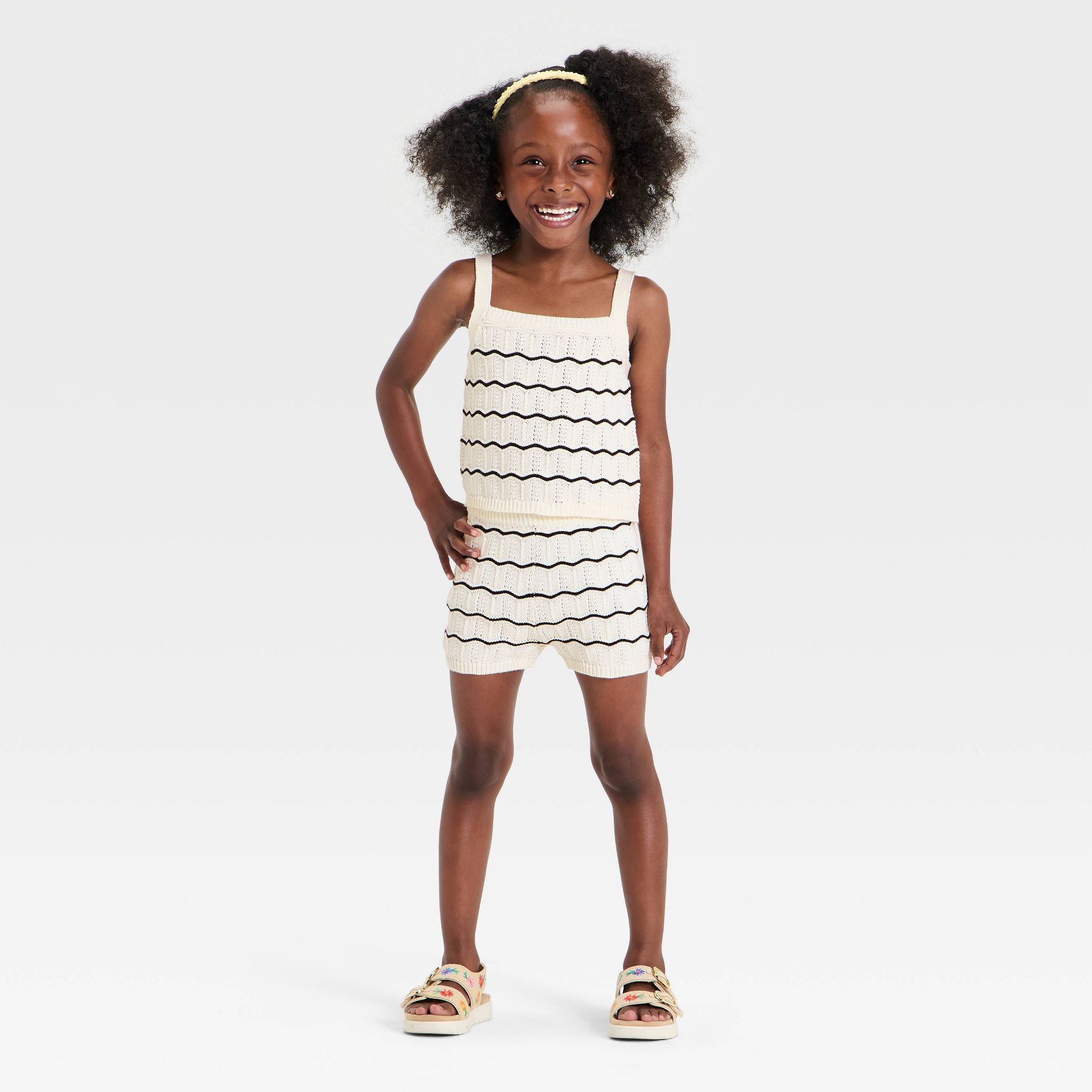 Toddler Girls' 2pc Striped Sweater Tank Top and Shorts Set - Cat & Jack™