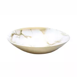 Classic Touch 12.5" White and Gold Marbleized Oval Bowl
