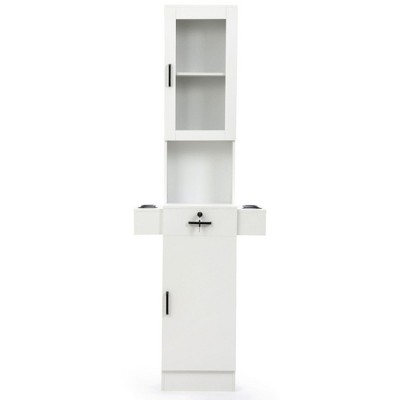FURNIinspire Utility Storage Cabinets Chic Hairdressing Station with Durable Wooden Accessories for Hair Salons, Black, 23"*15.8"*66.9"
