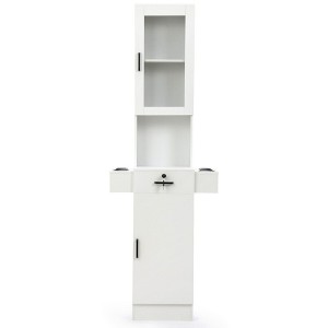 FURNIinspire Utility Storage Cabinets Chic Hairdressing Station with Durable Wooden Accessories for Hair Salons, Black, 23"*15.8"*66.9" - 1 of 4