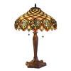 Warehouse Of Tiffany 16" x 16" x 25" Tiffany Style Table Lamp Amber/Brown: ETL Listed, Stained Glass Shade, Metal Body - 3 of 3