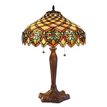 16" x 16" x 25" Tiffany Style Table Lamp Amber/Brown - Warehouse of Tiffany