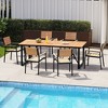 Crestlive Products 7pc Outdoor Dining set Table 82.7 inch Patio Dining Table Wooden-Like Top Aluminum Frame with Umbrella Hole 6seat - 2 of 4