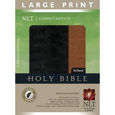  Large Print Compact Bible-NLT - (Leather Bound) 