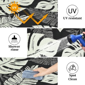 Waterproof Outdoor Rug Plastic Straw Rug, Tropics Palm Leaves Camping Rug for Patio, Reversible Modern Outdoor Carpet for RV Porch Deck Balcony Beach - 1 of 4