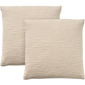 Mina Victory Lifestyles Wavy Solid Indoor Ivory 18" x 18" Set of 2 Throw Pillows - 1 of 4
