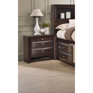 1Pc Contemporary 2 Drawer Nightstand End Table Jewelry Tray Brown Finish Solid Wood Wooden Bedroom Furniture - 1 of 4