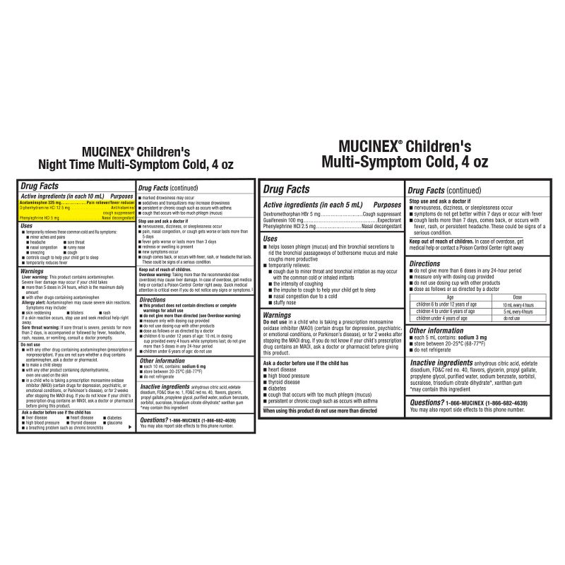 Mucinex Children&#39;s Multi-Sympton Cold Medicine - Day &#38; Night - Liquid - 4 fl oz/2ct, 3 of 11