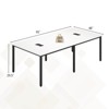 Costway 1/2 PCS 95" x 48" Large Meeting Table Seats up to 10 People 2 Cable Grommets for Office White/Brown - 3 of 4