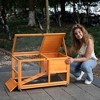 FURNIinspire Pet Crates and Houses, Tier Rabbit Hutch on Wheels, Openable Roof, Easy-to-Clean Tray, House for Small Animals, Orange, 38"*22"*6" - 2 of 4