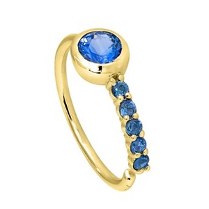 Jewelry Avalanche 20G 14K Gold Bezel Blue Sapphire Nose Hoop Ring, 5/16"(8mm) - 1 of 4