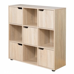 Basicwise9 Cube Wooden Organizer With 5 Enclosed Doors and 4 Shelves - 1 of 4