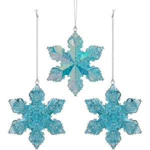 Kurt Adler Plastic Ornaments for Christmas Tree, Turquoise Snowflakes, Assorted (Pack of 3) - 1 of 1