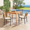Costway 5 PCS Patio Acacia Wood Dining Set with Soft Seat Cushions Umbrella Hole for Yard - 4 of 4