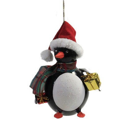 Italian Ornaments 5.5" Penguin Holding Box Ornament Christmas Bird  -  Tree Ornaments