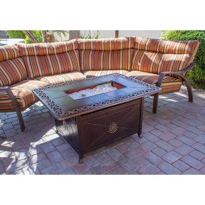 Elegant Bronze Rectangular Gas Fire Pit Table