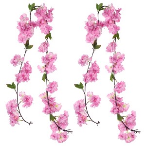 Unique Bargains Hanging Artificial Cherry-Blossom Flower Vines Decor 5.9ft/180cm 2 Pcs - 1 of 4