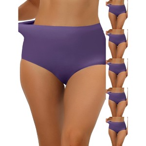 INSPIRE CHIC Women's Elastic High-Waisted Unlined Breathable No-Show Hipster Underwear 6 Packs - 1 of 4