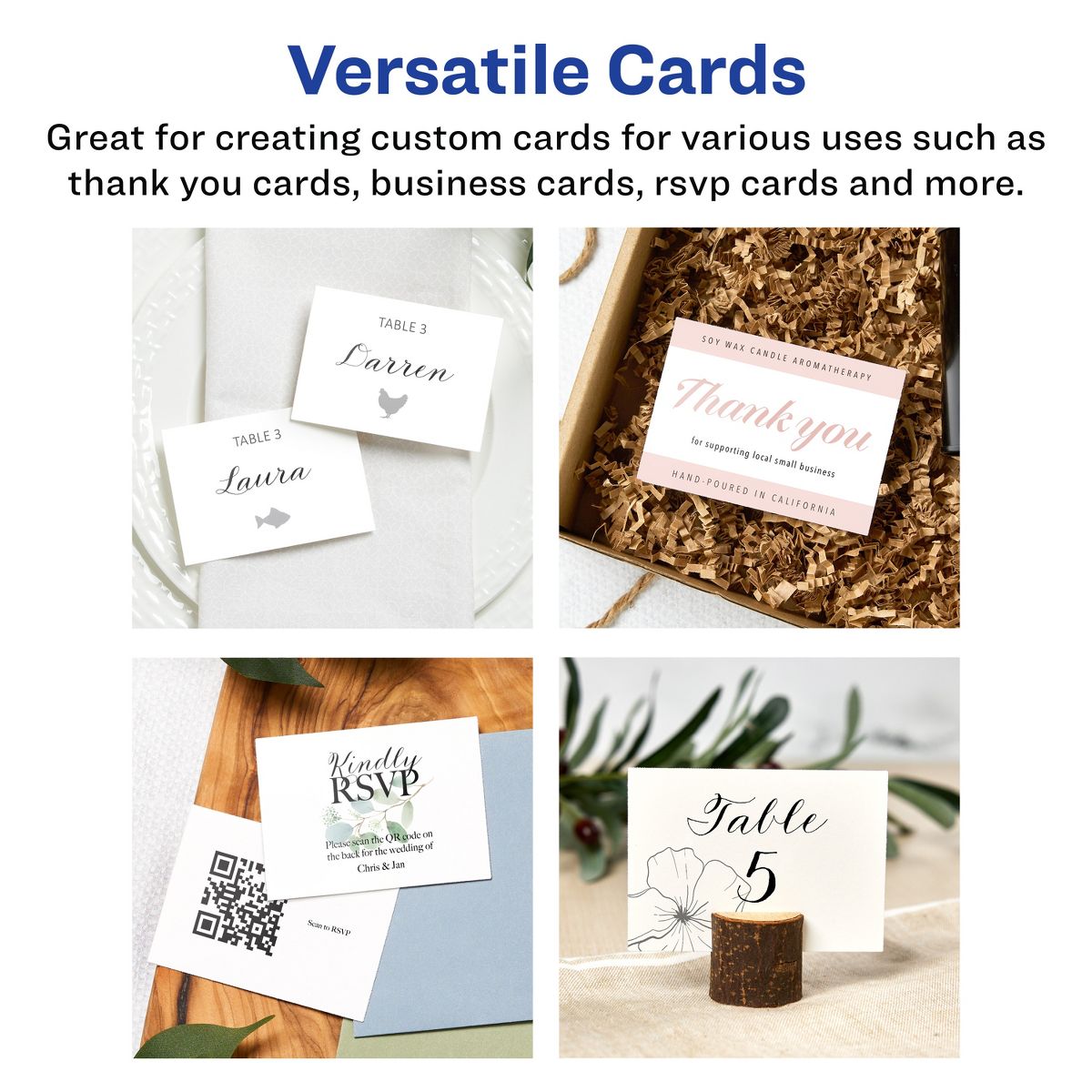 Avery Printable Matte White Cards with Sure Feed, 2.5" x 3.5" Rectangle - thumbnail 2