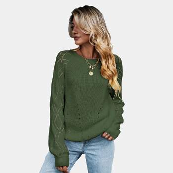 Women's Cutout Raglan Long Sleeve Sweater - Cupshe