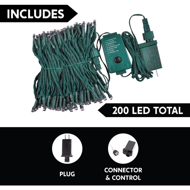 Joiedomi 200 Purple LED Green Wire String Lights, 8 Modes, 3 of 6