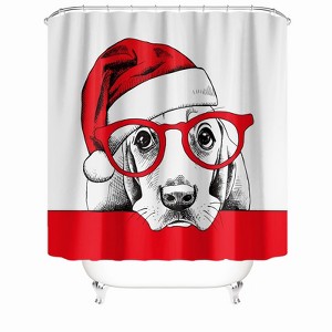 Dog In Christmas Hat Shower Curtains for Bathroom Waterproof Fabric Bath Curtain Durable Soft Stylish Bathroom Decor 72x72 Inch - 1 of 1