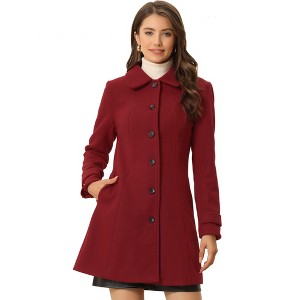 INSPIRE CHIC Women's Peter Pan Collar Single Breasted Winter Long Overcoat - 1 of 4