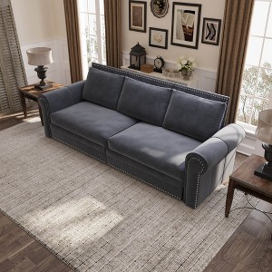 APRILSOUL 3-in-1 Velvet Convertible Sleeper Sofa with Nailhead Trim and Rolled Arm, King Pull Out Sofa Bed - 1 of 4