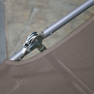 Brown Metal Foldable Outdoor Chaise Lounge with Mesh Fabric