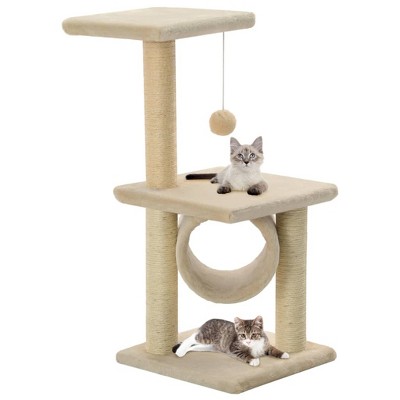 vidaXL Cat Tree Beige Particle board, Soft plush, Sisal rope 25.6 in
