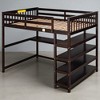 Full Size Loft Bed with Desk and Storage Shelves, Wooden Frame, Guardrails, Espresso Finish - 4 of 4