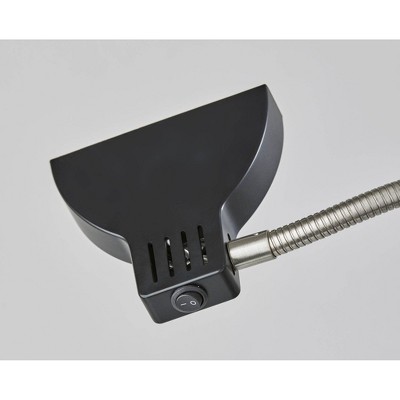 Adjustable Black and Brushed Steel Arc LED Floor Lamp