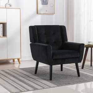 APRILSOUL Black and Foam Modern Soft Linen Material Ergonomics Accent Chair Home Chair With Black Legs For Indoor Home - 1 of 4