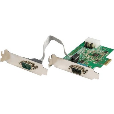 StarTech.com 2-port PCI Express RS232 Serial Adapter Card - PCIe Serial DB9 Controller Card 16950 UART - Low Profile - Windows macOS Linux