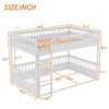 Twin XL/Full XL/Queen Over Queen Bunk Bed with Ladder and Guardrails, Convertible into Two Separate Beds, White/Natural - ModernLuxe - 4 of 4