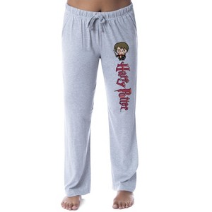Harry Potter Womens' Chibi Character Wizarding World Sleep Pajama Pants Grey - 1 of 3