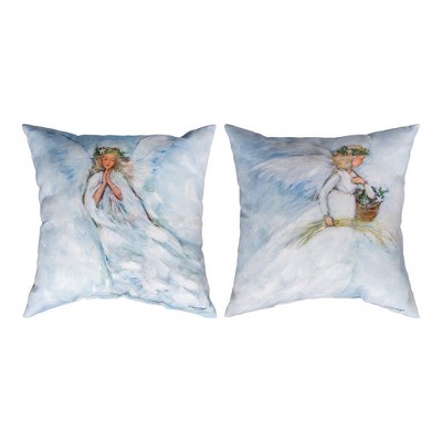 Christmas Angel 18 Inch Climaweave Polyester Pillow by Manual Woodworkers and Weavers