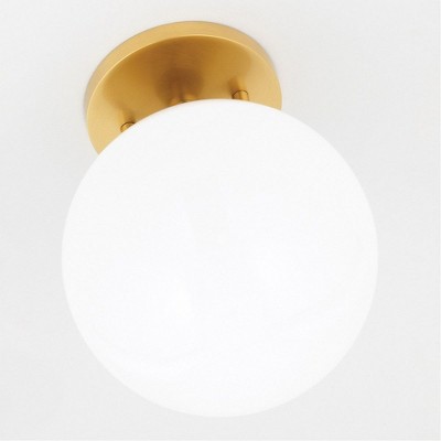 Stella Aged Brass 1-Light Semi-Flush Globe Ceiling Fixture