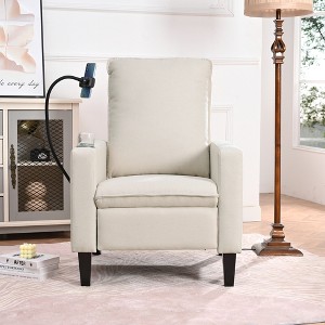 29.13"W Fabric Recliner Chair with Adjustable Push-Back, Mobile Phone Holder and Cup Holder for Living Room - 1 of 4