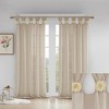 VYNXARIA 50*63" Floral Embellished Cuff Tab Top Solid Curtain Panel,Beige(Only 1 Pc Panel) - 3 of 4