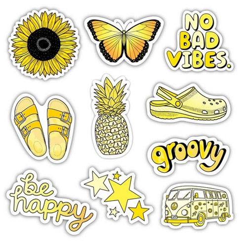 Big Moods Aesthetic Sticker Pack 10pc - Yellow