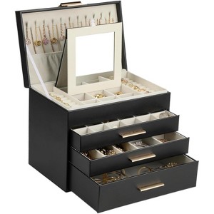 6-Layer Pink Jewelry Box with 5 Drawers & Necklace Hanger, Large Organizer Storage for Earrings and Necklaces - 1 of 4
