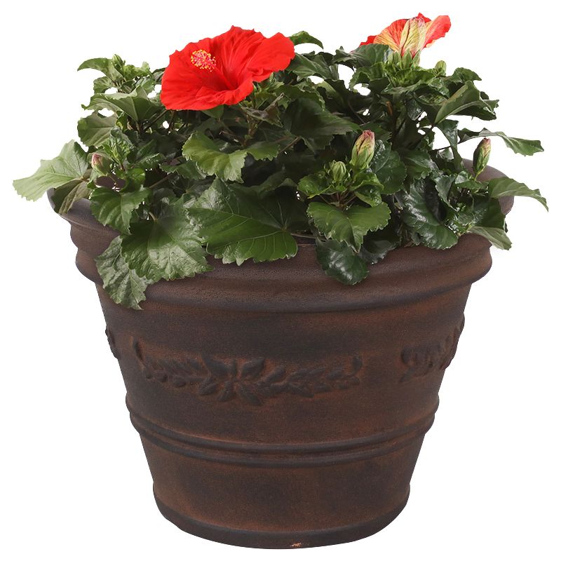 Sunnydaze Indoor/Outdoor Patio, Garden, or Porch Weather-Resistant Double-Walled Laurel Flower Pot Planter - 13" - Rust Finish, 5 of 9