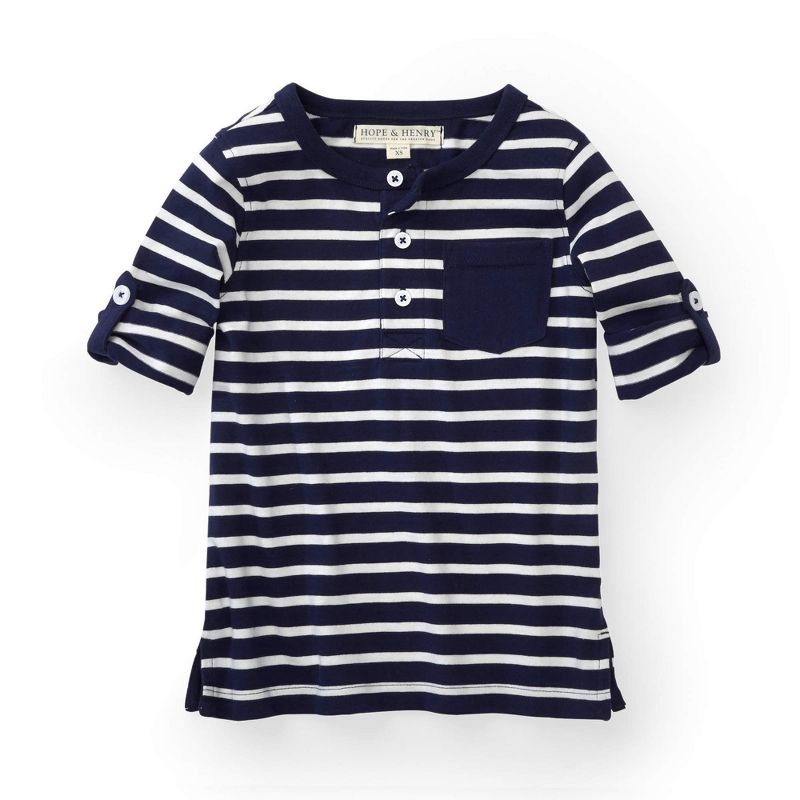 Hope & Henry Boys' Henley Pocket Tee with Rolled Sleeves, Kids, 1 of 5