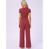 INSPIRE CHIC Women's Ruffled Short Sleeve and Long Pants Lounge Sets 2 Piece Soft Pajama Sets - 3 of 4